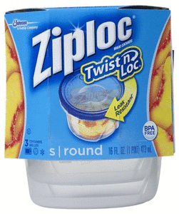 lot 5698 image: Three Ziploc Twistn Loc 16oz Containers