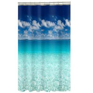 lot 5639 image: OceanSky Blue and Green Vinyl Shower Curtain