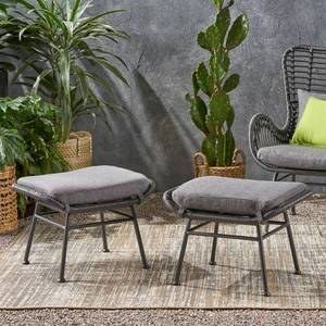 lot 5669 image: Outdoor Wicker Ottoman (Set of 2)