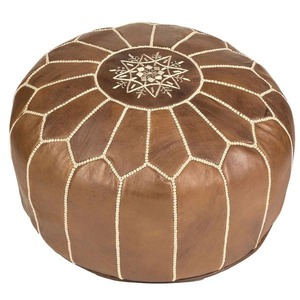 lot 5680 image: Hand Made Leather Pouf Ottoman
