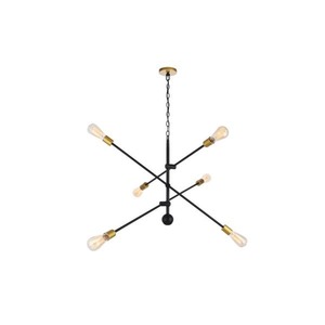 lot 5692 image: Black 6 Light 42in Sputnik Pendant