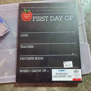 lot 55835 image: Set of 2 - Kid First  Last Day Of School Reversible Black Chalkboard Sign 15.5 X 12