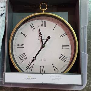 lot 55836 image: Threshold Wall Clock Aged Brass Finish 10 inch
