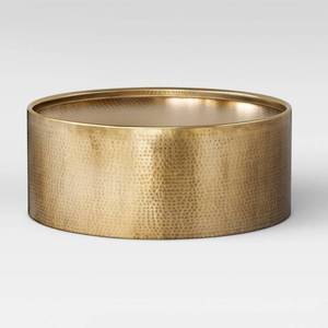 lot 55838 image: Manila Round Hammered Drum Coffee Table Brass - Project 62