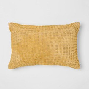 lot 55860 image: Set of 2 - Citron Perforated Leather Lumbar Pillow - Project 62  Nate Berkus, Yellow