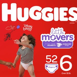 lot 55871 image: HUGGIES Little Movers Diapers, Size 6, 52 Count