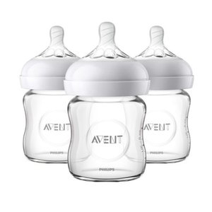 lot 55872 image: Philips Avent Natural Glass 4 Oz. Baby Bottle, 3 Count