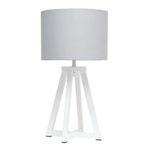 lot 55884 image: Wood Interlocked Triangular Table Lamp with Fabric Shade Gray - Simple Designs - missing lampshade holder