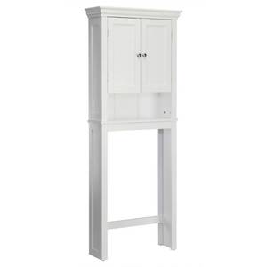 lot 55901 image: Elegant Home Fashions Broadway Space Saver with 2 Contemporary Style Doors and Open Shelf, White