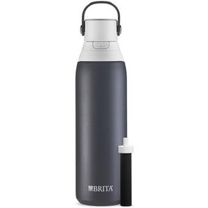 lot 55912 image: Set of 2 - Brita 20oz Premium Double-Wall Stainless Steel Insulated Filtered Water Bottle - Gray