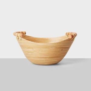 lot 55914 image: 47.3oz Bamboo Serving Bowl with Rattan Handles - Opalhouse