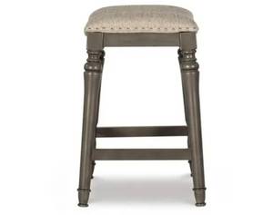 lot 55934 image: Copper Grove Barmstedt Grey Counter Stool with Saddle Seat - Retail$101.99
