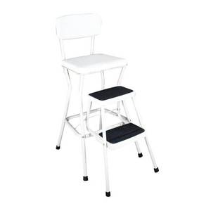 lot 55939 image: Cosco Retro Counter ChairStep Stool with Pull Out Steps White