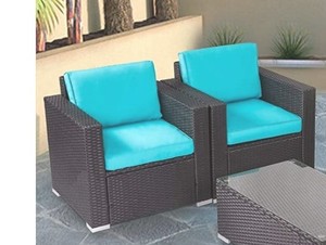 lot 55940 image: Kinbor 2 PCS Chairs Only Rattan Patio Outdoor Furniture Set Garden Black