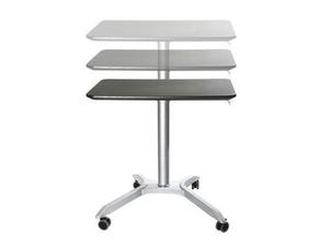 lot 55946 image: 28 Airlift Pneumatic Adjustable Height Sit and Stand Mobile Laptop Computer Desk Cart Espresso - Seville Classics