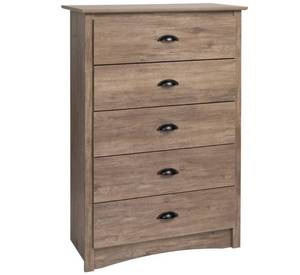 lot 55949 image: Prepac 5 drawer chest in Drifted Grey