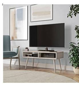 lot 55950 image: Carson Carrington Shorewood Mid Century Modern Wood TV Stand with Shelves- Retail$145.49