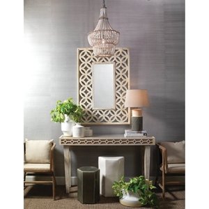 lot 55954 image: Alden Decor Blanca Chandelier in White Beads- Retail$314.49