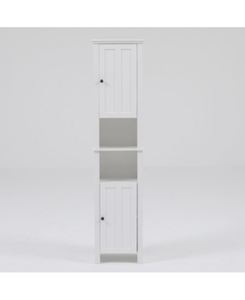 lot 55959 image: White Wood Tall Bathroom Cabinet