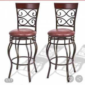 lot 55963 image: Copper Grove Esperance Swiveling Vintage Bar Chairs with Padded Seats (Set of 2)- Retail$156.99