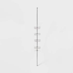 lot 68202 image: Steel L Shaped Tension Pole Caddy Chrome - Made By Design