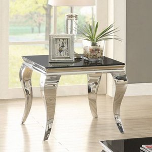 lot 68232 image: Coaster Furniture Dark Glass Top End Table - Chrome