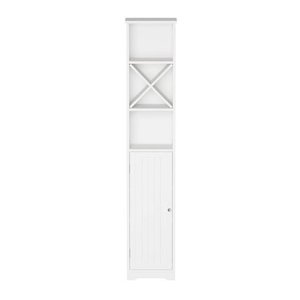 lot 68259 image: 3 Tier White Linen Tower by Lavish Home - 67 Tall- Retail$87.99