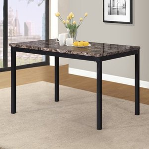 lot 68275 image: Roundhill Noyes Metal Dining Table with Laminated Faux Marble Top