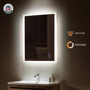 lot 68278 image: ExBrite LED Bathroom Mirror, 36 x 36 inch, Anti Fog, Dimmable, Touch Button, Slim,90 CRI, Waterproof IP44,Both Vertical and Horizontal Wall Mounted Way
