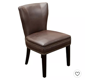 lot 68279 image: Jackie Leather Accent Dining Chair Brown - Christopher Knight Home