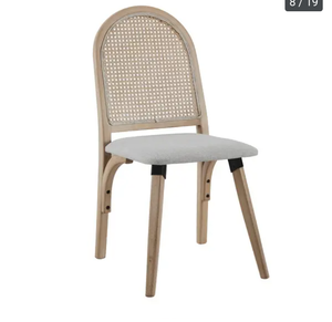 lot 68284 image: Art-Leon Rattan Linen Fabric Cane Dining Side Chair with Bamboo Frame- Retail$141.99