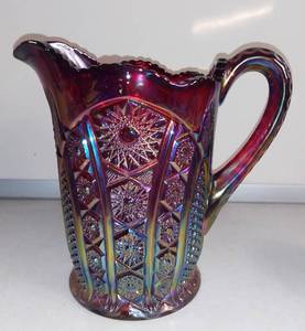 lot 4951 image: Vintage Indiana Carnival Glass Red Pitcher