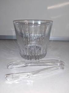 lot 4991 image: Lovely Crystal Ice Bucket With Plastic Tongs
