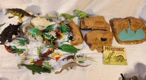 lot 5983 image: Lot of Prehistoric Animal Toys with Agriculture