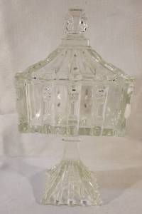 lot 5985 image: 2 Piece Clear Glass Candy Dish