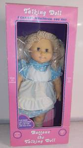 lot 6971 image: Vintage Buttons the Talking Doll in Box 1985