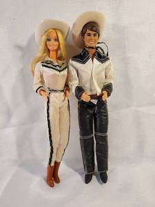 lot 9893 image: 1980 Mattel Western Barbie & Ken Dolls