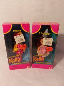 lot 9895 image: Lot of 2 Mattel Barbie Chelsie and Jenny Lil Friends Of Kelly Birthday Party Outfit 4111 Dress On
