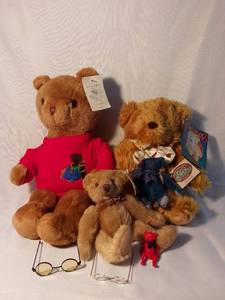 lot 9957 image: Lot of 5 Various Sized Stuffed Bears with Accessories