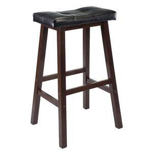 lot 20 image: Winsome Wood Mona 29 Cushion Seat Saddle Stool, RTA, Black & Walnut