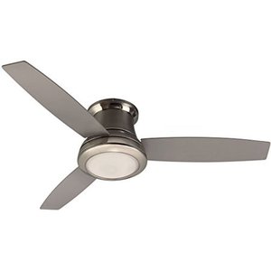 lot 42 image: Harbor Breeze Sail Stream 52-in Brushed Nickel Flush Mount Indoor Ceiling Fan with Light Kit and Remote (3-Blade)