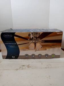 lot 64 image: Harbor Breeze Centreville Brushed Nickel Led Indoor Flush Mount Ceiling Fan
