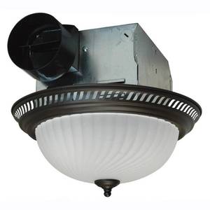lot 77 image: Air King DRLC701 Round Bath Exhaust FanVentilateur with Light, Bronze