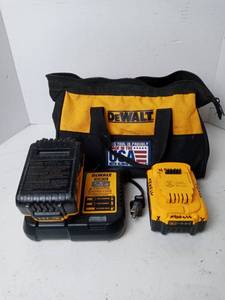 lot 99 image: DeWalt battery and charger set 20v max 5AH 2 batteries charger and carrying case