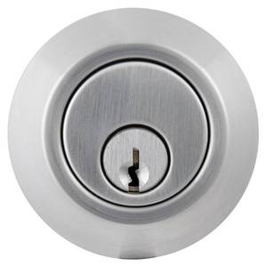 lot 224 image: Universal Hardware Commercial 2-34 in. Single Cylinder Satin Chrome Heavy-Duty Industrial Deadbolt