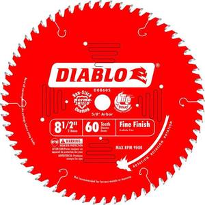 lot 226 image: Freud D0860S Diablo 8-12-Inch 60 Tooth Fine Finishing Miter Saw Blade with 58-Inch Arbor