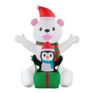 lot 232 image: Home Accents Holiday 4 ft. Inflatable Bear with Penguin Scene