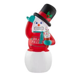 lot 240 image: Home Accents Holiday 6 ft. Animated Inflatable Shivering Snowman with Ugly Sweater