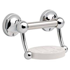 lot 247 image: Delta 9 in. L Polished Chrome Stainless Steel Soap Dish with Assist Bar