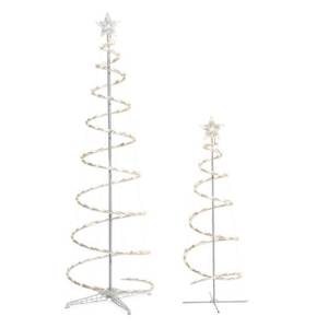lot 262 image: Home Accents Holiday 2-Piece LED Outdoor Spiral Christmas Trees 6 ft. tree and a 4 ft.